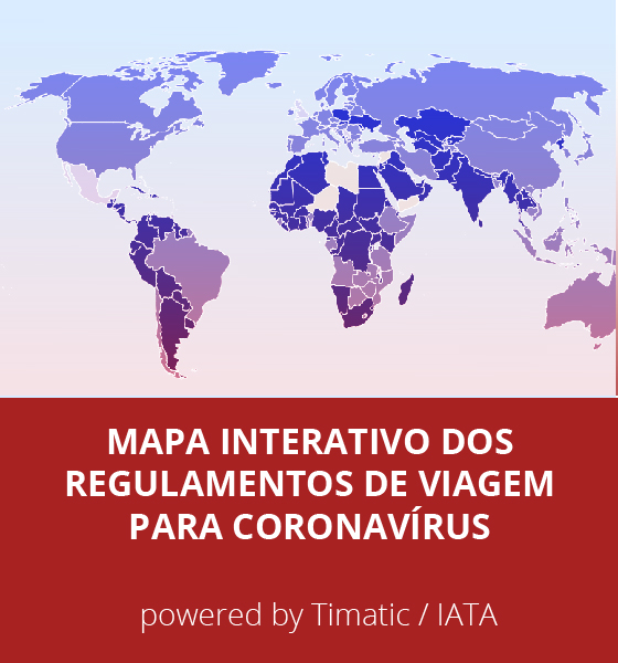 Mapa Interativo dos Regulamentos de Viagem para Coronavírus (COVID19) - by Timatic / IATA